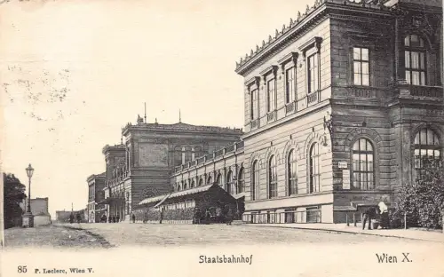 B487 Österreich 1910 Wien Wien Staatsbahnhof Bahnhof Vintage Postkarte