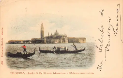 B487 Italien 1899 Venezia Venedig Isola di S Giorgio Maggiore Gondeln Postkarte