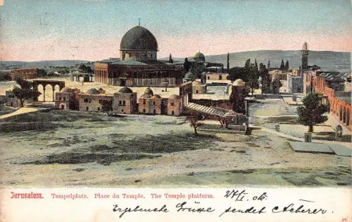 B488 Israel Jerusalem 1906 The Temple Platform Vintage Postkarte