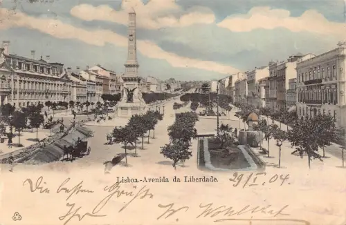 B488 Portugal 1904 Lissabon Avenida da Liberdade Lissabon Vintage Postkarte