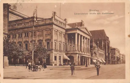 B488 Polen Breslau Breslau Schweidnitzer Straße Theater 1924 alte Postkarte