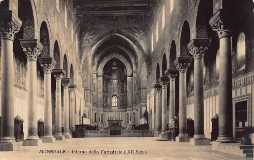 A807 Italien Monreale Interno della Cattedrale Kathedrale Innenraum RPPC Postkarte