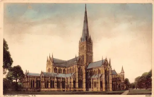 A905 England Salisbury Cathedral Vintage Postkarte