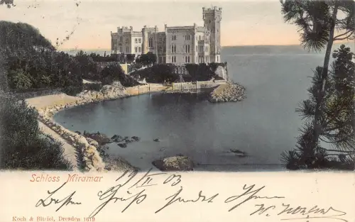 B489 Italien Triest 1903 Schloss Miramar Vintage Postkarte