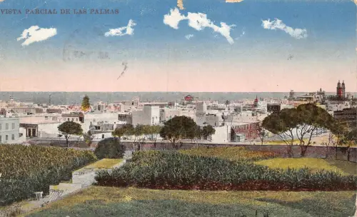 B489 Spanien Vista Parcial de Las Palmas Vintage Postkarte