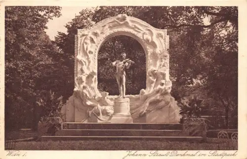 A808 Austria Wien Wien 1927 Johann Strauss Denkmal im State Park Postkarte