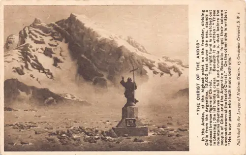Argentinien Christus der Erlöser der Anden Völkerbund Werbepostkarte