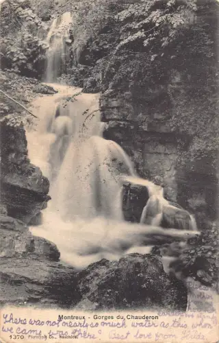 A809 Schweiz 1906 Montreux Gorges du Chauderon Wasserfall Vintage Postkarte