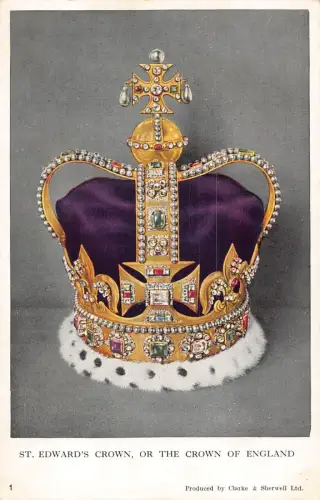 A908 Royalty St Edward's Crown oder Crown of England Vintage Postkarte