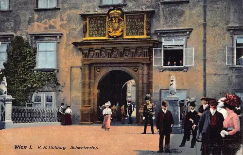 A002 Österreich Wien Kk Hofburg Schweizertor Vintage Postkarte