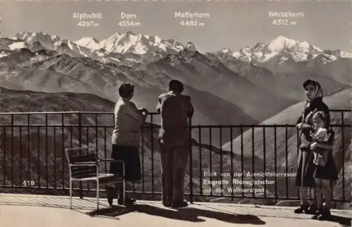 A809 Schweiz Aussichtsterrasse Eisgrotte Rhonegletscher Walliser Postkarte