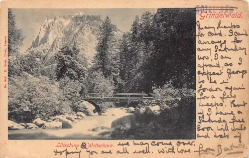 A809 Schweiz Grindelwald Luetmaschine Wetterhorn Vintage Postkarte