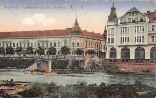 L510 Rumänien Nagyvarad Oradea Crisul Flussbrücke 1915 Vintage Postkarte