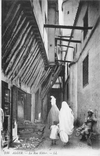 L391 Algerien Algeirs La Rue Kleber Gemüseladen Verkäufer Straße Vintage Postkarte