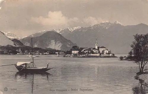 A809 Schweiz 1919 Lago Maggiore Isola Superiore Boot Vintage Postkarte