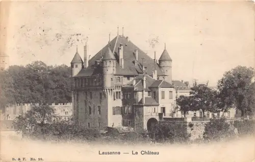 A810 Schweiz 1907 Schloss Schloss Lausanne Vintage Postkarte