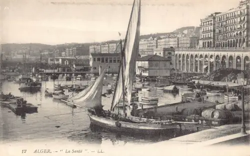 L391 Algerien Alger La Sante Segelboot Barricks Vintage Postkarte