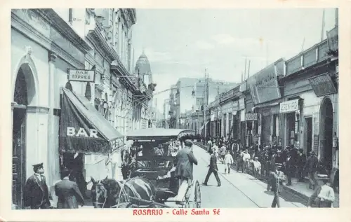 A811 Argentinien Rosario Calle Santa Fe Bar Expres Geschäfte Reisebus Postkarte