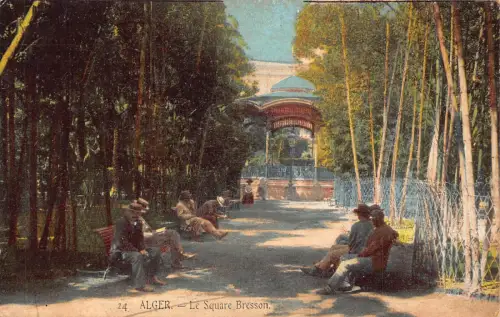 Algerien Alger Algier Le Square Bresson Bänke Vintage Postkarte
