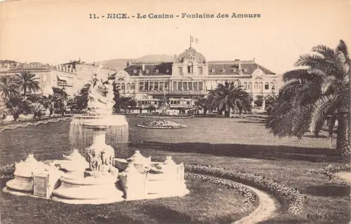 Frankreich schönes Casino Fontaine des Amours Brunnen Vintage Postkarte
