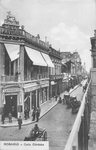 A811 Argentinien Rosario Calle Cordoba La Favorita Restaurant Kutschen Postkarte