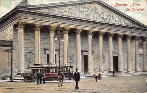 A811 Argentinien Buenos Aires Catedral Straßenbahn Jabon Reuter Schild Kathedrale Postkarte