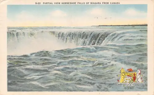 Kanada 1952 Teilansicht Hufeisenfälle von Niagara Wappen Postkarte