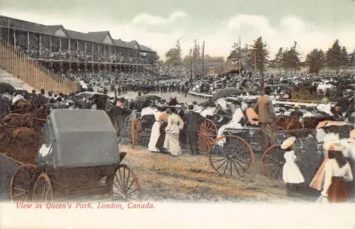 L388 Kanada London Blick in Queen's Park Kutsche Vintage Postkarte