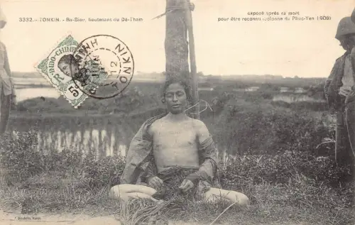 Vietnam Indochina Tonkin 1912 Ba-Bieu Leutenant Da-Tham exponierte alte Postkarte