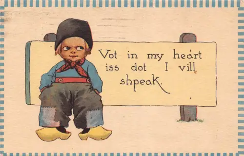Humor Liebe Holländischer Junge Stimme in meinem Herzen ist Punkt I Vill Shpeak 1913 Postkarte