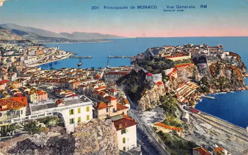 Monaco Principaute de Monaco Vue Generale Vintage Postkarte