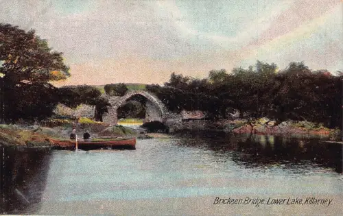 L385 Irland Brickeen Bridge Lower Lake Killarney Vintage Postkarte
