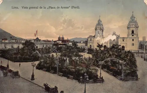 A814 Peru Lima Vista General de Plaza de Armas Platz Vintage Postkarte