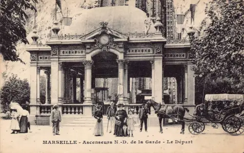 A912 Frankreich Marseille Ascenseurs de Garde Abfahrt Kutsche Standseilbahn Postkarte