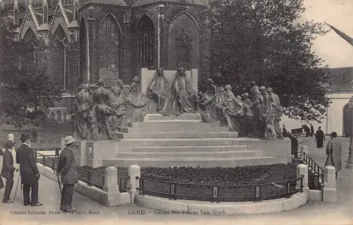 Belgien 1932 Gand Statue des Freres Van Dyck Vintage Postkarte