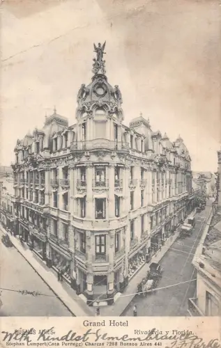 A814 Argentinien Buenos Aires Rivadavia y Florida Grand Hotel Vintage Postkarte