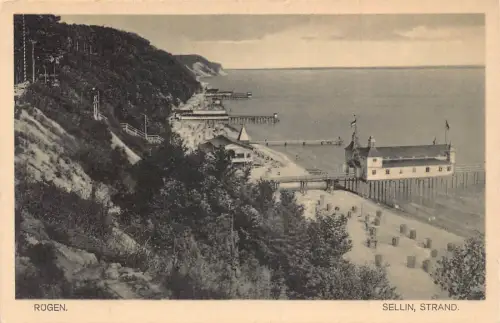 L344 Deutschland Rügen Sellin Strand Meer Vintage Postkarte