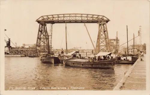 A815 Argentinien Buenos Aires Puente Avellaneda y Riachuelo RPPC Boote Postkarte