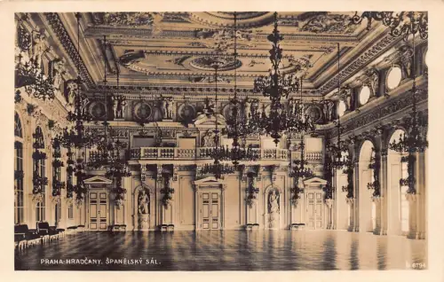 L176 Tschechien Prag Praha-Hradschin Spanisches Zimmer Interieur Vintage Postkarte