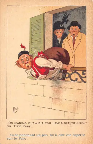 L054 Lehnen Sie sich ein bisschen raus, Sie haben Hyde Park Comic Humor signiert Mich Postkarte