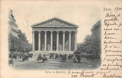 Frankreich 1901 Paris Eglise la Madeleine Kutschen Vintage Postkarte