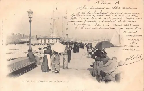 Frankreich 1903 Le Havre Sur la Jetee Nord Promenade Regenschirme Vintage Postkarte