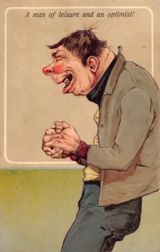 L060 Grotesker Mann 1907 Karikatur Comic Humor geprägte Postkarte