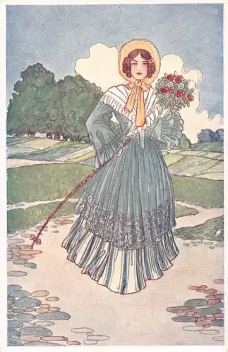 L529 Art Deco Ostergrüße Mädchen Blumen Tschechien Vintage Postkarte