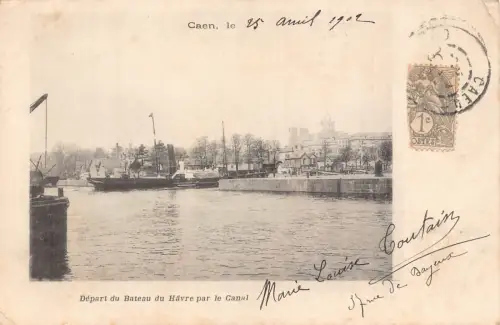 Frankreich 1902 Depart du Bateau du Havre par le Canal Steamboat Vintage Postkarte