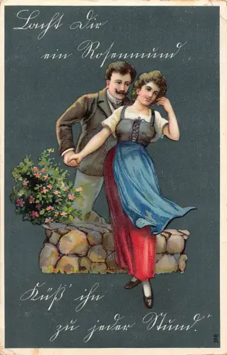 B087 Liebe Romantik Grüße Deutsches Paar Flirten Wand Vintage Postkarte
