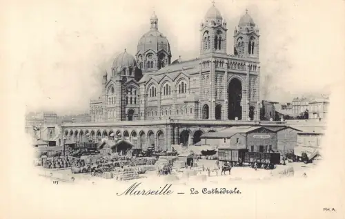 A182 Frankreich Kathedrale Marseille Vintage Postkarte