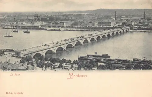 A182 Frankreich Bordeaux Le Pont Brücke Boote Vintage Postkarte