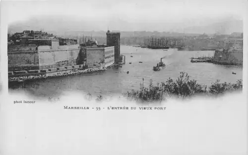 A182 Frankreich Marseille L'Entree Vieux Port Harnbor Dampfschiff Mondschein Postkarte