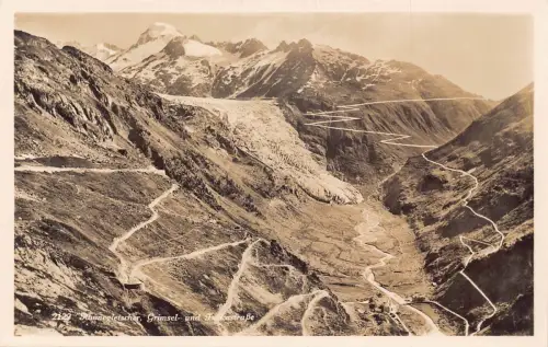 A182 Schweiz Rhonegletscher Grimsel Furkastraße Autobahn Vintage Postkarte
